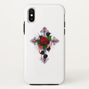 Silver Cross with a Red Rose Case-Mate iPhone Case