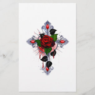 Silver Cross with a Red Rose Flyer