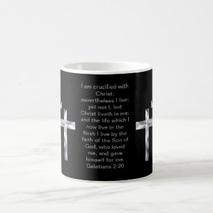 Silver Crosses on and scripture cover this mug... Coffee Mug