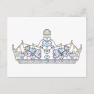 silver crown of heart diamonds bright fashion postcard