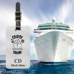 Silver cruise squad sea monogram name luggage tag<br><div class="desc">A faux silver looking background. Decorted with a cruise ship and the text: Cruise Squad.  Personalise and add your monogram initials and full name on the front. 
Back: add your contact information.</div>