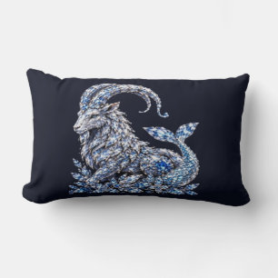 Silver Crystal Capricorn Luxury Zodiac Lumbar Cushion