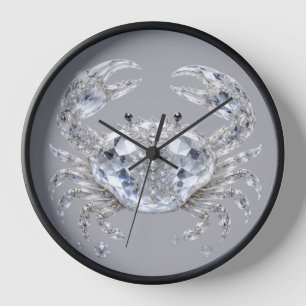 Silver Crystal Crab Sparkling Ocean Luxury Clock