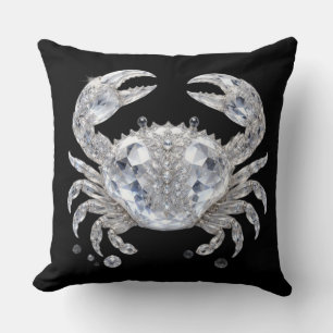 Silver Crystal Crab Sparkling Ocean Luxury Cushion