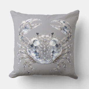 Silver Crystal Crab Sparkling Ocean Luxury Cushion