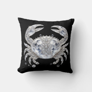 Silver Crystal Crab Sparkling Ocean Luxury Cushion