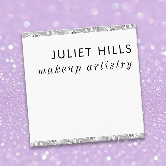 Silver Crystal Edged Square Business Card (Silver Crystal Edged Square Business Card displayed, front)