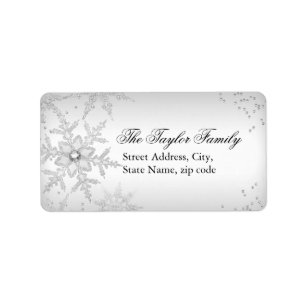 Silver Crystal Snowflake Christmas Address Labels