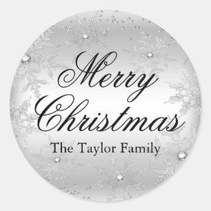 Silver Crystal Snowflake Christmas Sticker