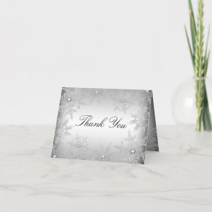 Silver Crystal Snowflake Christmas Thank You Card