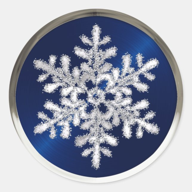 Silver Crystal Snowflake on Navy Blue Seal (Front)