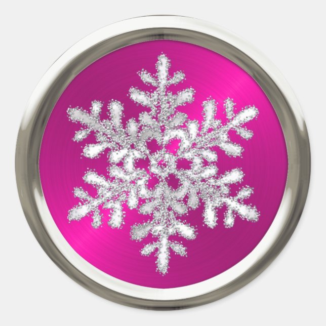 Silver Crystal Snowflake on Pink Seal (Front)