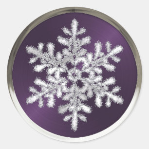 Silver Crystal Snowflake on Plum Seal