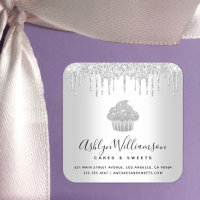 Silver Cupcake Bakery Pastry Chef Glitter Drips