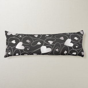 Silver curly hearts body cushion