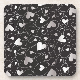 Silver curly hearts coaster