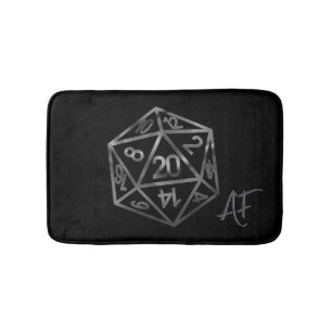 Silver D20 Crit AF   PNP Tabletop Role Player Dice Bath Mat