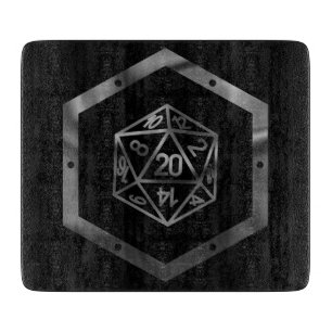 Silver D20 Crit AF   PNP Tabletop Role Player Dice Cutting Board