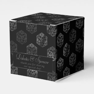 Silver D20 Pattern PNP Tabletop Dice Thank You Favour Box