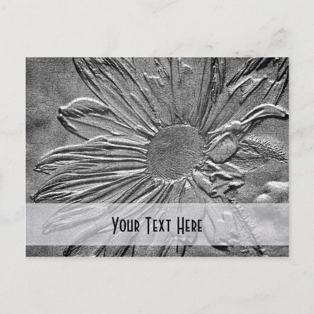 Silver Daisy Floral Customisable Postcard (Front)
