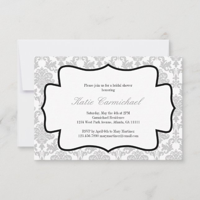 Silver Damask Invitation (Front)