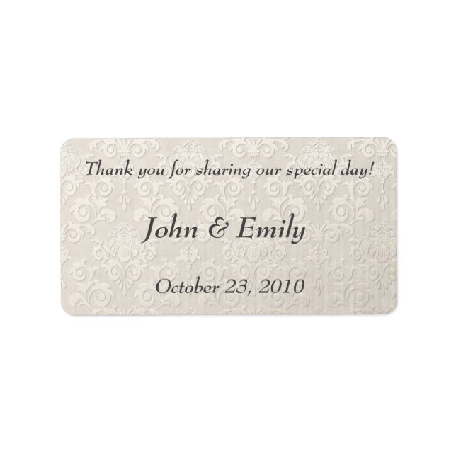 Silver Damask Wedding Favour Labels (Front)