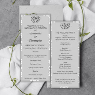 Silver Damask Wedding Program Programme