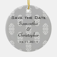 Silver Damask Wedding Save the Date