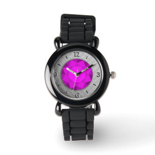 Silver Damask with a faux purple amethyst gem Watch