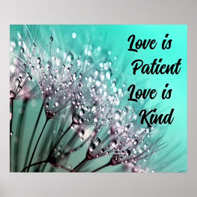 Silver Dandelion Botanical Poster Wall Art Quote (Front)