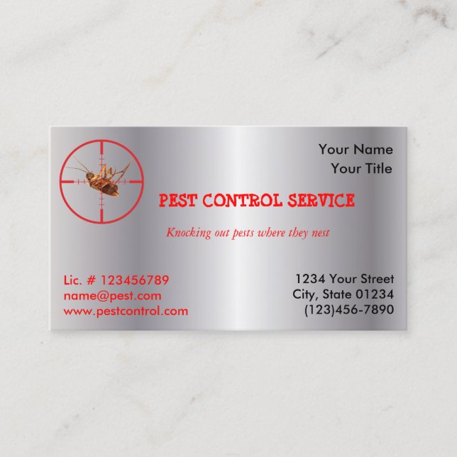 Silver Dead Roach Pest Service 1 Sided  v2 Business Card (Front)