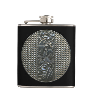 Silver Deco Lovebirds Flask