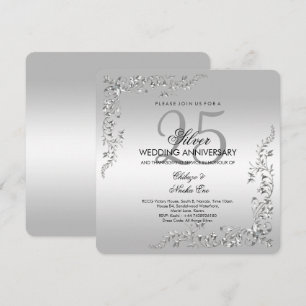 Silver Decoration 25th Wedding Anniversary Invitat Invitation
