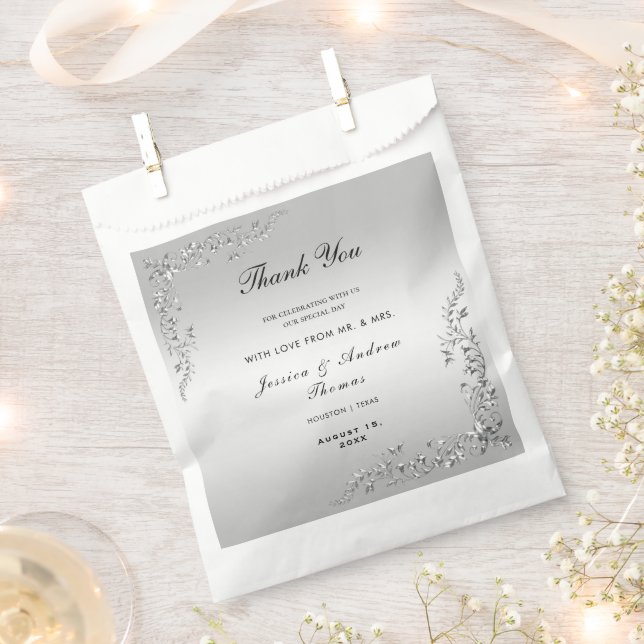 Silver Decoration Wedding Favour Bags (Clipped)
