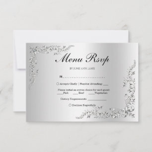 Silver Decoration Wedding Menu RSVP