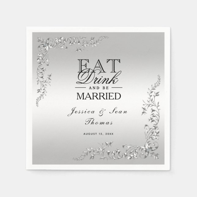 Silver Decoration Wedding Napkin (Front)