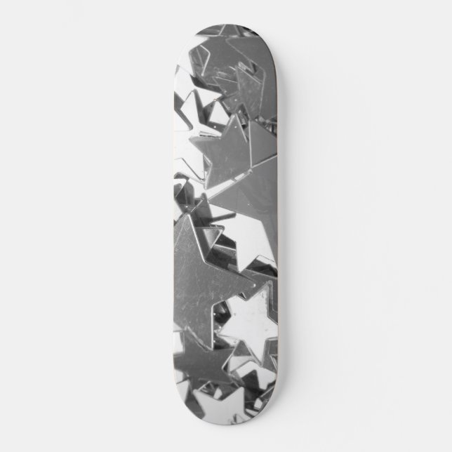 Silver Decorative Stars Skateboard (Front)