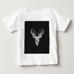 Silver Deer Buck on Carbon Fibre Style Decor Baby T-Shirt