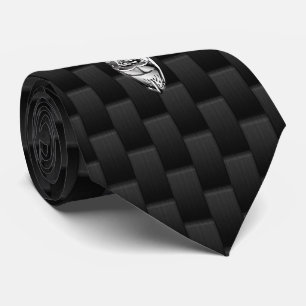 Silver Deer Buck on Carbon Fibre Style Decor Tie