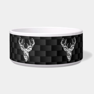 Silver Deer on Black Carbon Fibre Style Print
