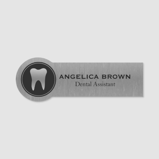 Silver Dental Assistant Name Tag (Front)