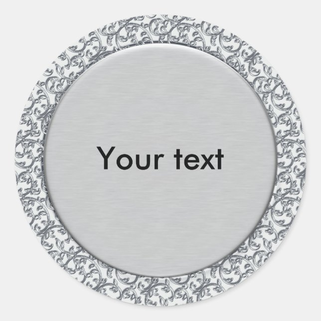 Silver design classic round sticker (Front)