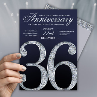 Silver Diamond 36th Wedding Anniversary Invitation