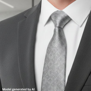 Silver Diamond Geometric Pattern Tie