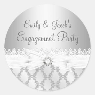 Silver Diamond & Lace Engagement Sticker