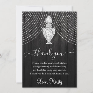Silver Diamond Perfume Bottle Birthday Party Thank You Card