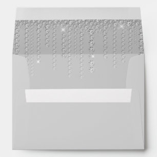 Silver Diamond Return Addressed Invitation Envelope