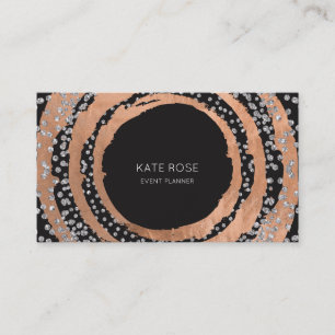 Silver Diamond Rose Gold Black Swarovski Crystals Business Card