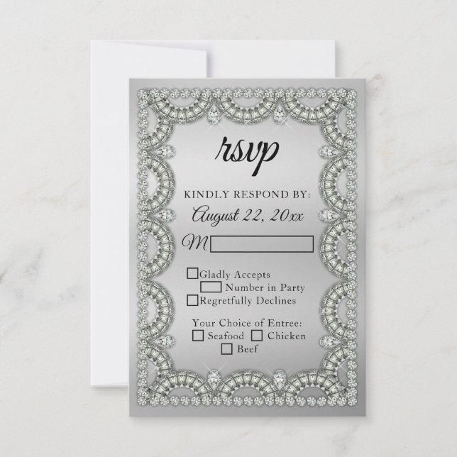 Silver | Diamond Wedding | Anniversary RSVP (Front)