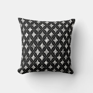 Silver Diamonds on Black Cushion